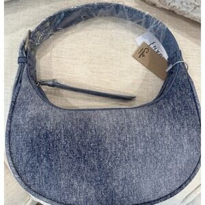 NWT Lulu's Calin Collection Denim Embossed Shoulder Hobo Bag Purse Vegan Leather